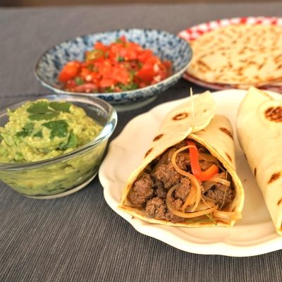 Fajitas, Tortilla, Guacamole and Salsa