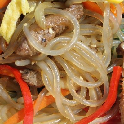 Japchae 잡채 - Nouilles coréennes aux légumes et au bœuf mariné