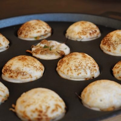 Kanom Krok - Coconut Pancakes Stuffed with Meat