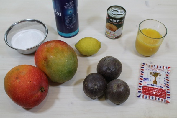 Mangue, Fruits de la Passion et Coco en gelée d'Agar-agar - Ingrédients