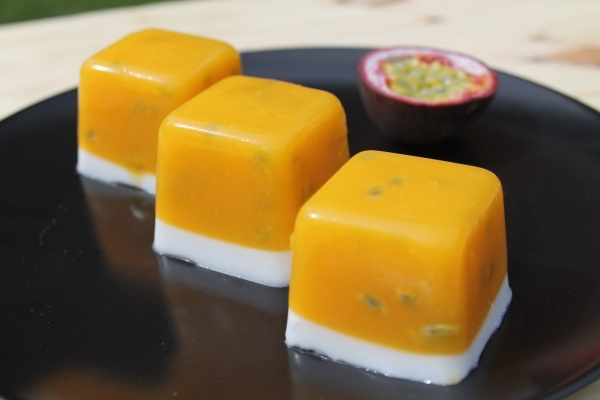 Mango, Passion Fruit and Coconut Jelly using Agar-Agar