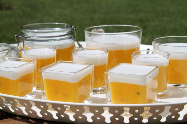 Mango, Passion Fruit and Coconut Jelly using Agar-Agar