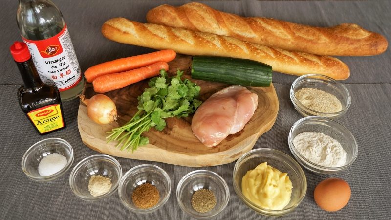 Crispy Breaded Chicken Banh Mi Ingredients