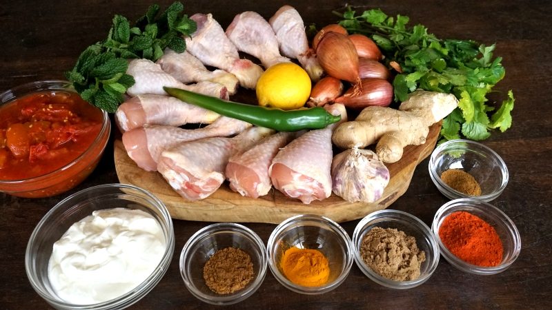 Ingrédients du biryani au poulet