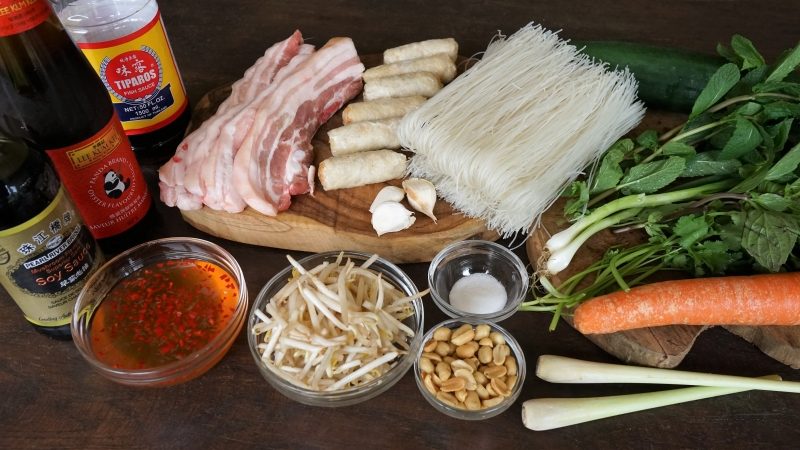 Vietnamese Lemongrass Grilled Pork Belly Salad Ingredients