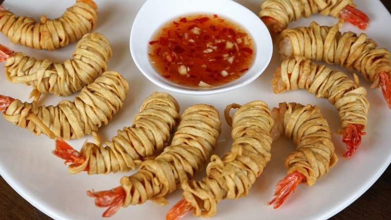 Crispy Egg Noodle Wrapped Shrimp