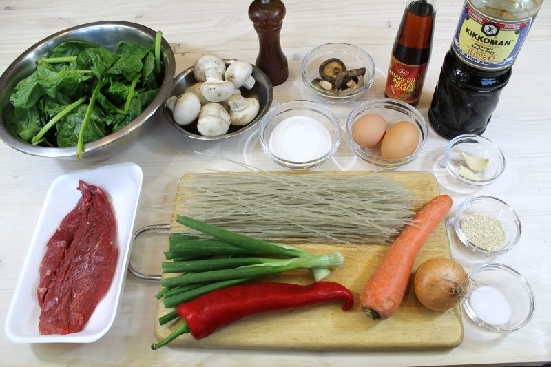 Japchae ingredients