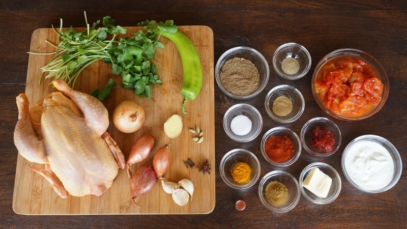 Poulet au Curry Indien - les ingrédients