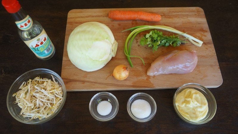 Ingrédients Salade de Chou Blanc et de Poulet à la Mayonnaise Chinoise