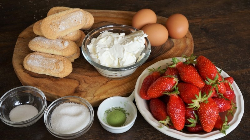Matcha Strawberry Tiramisu - Ingredients