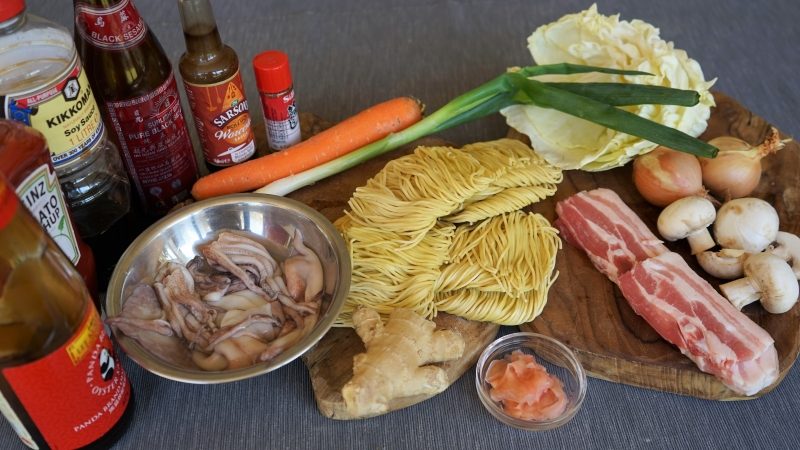 Yakisoba, Nouilles Sautées Japonaises - les ingrédients